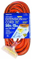 Bright-Way 50 ft Triple Tap Lighted End Extension Cord Grounded R3150CTL