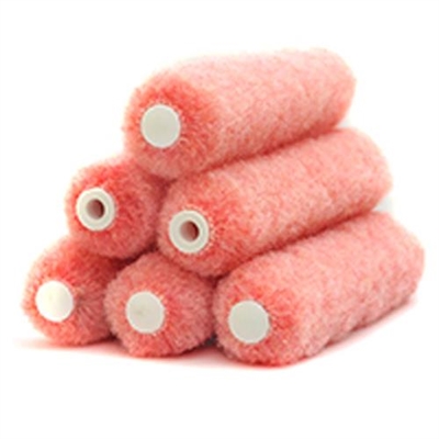 Rollerlite 6AP050-6 6" x 1/2" Pink Polyester Mini Roller Covers 72 pack