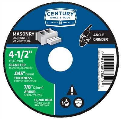 Century Drill & Tool 4 in. x 1/16 in. Thin Masonry Cutting Wheel 75520 Case of 10