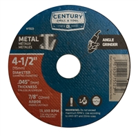 Century Drill & Tool 4-1/2 in. x .045 in. Thin Metal Cutting Wheel 75523 Case of 5