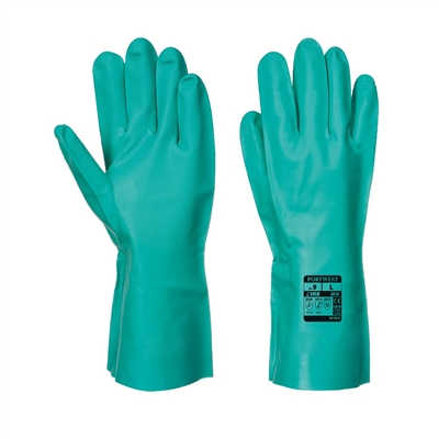 Portwest Nitrosafe Chemical Gauntlet Gloves Green A810