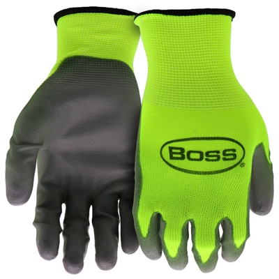 Boss Gloves High Visibility Tactile Grip Seamless Coated Gloves Yellow B33141-12P Case of 12