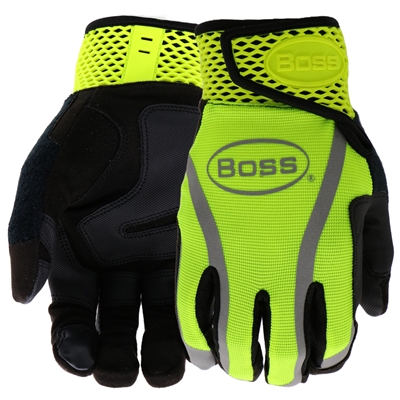 Boss Gloves High Visibility Utility Glove with Ax Suede Palm Yellow B52071 Case of 12