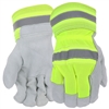 Boss Gloves High Visibility Split Cowhide Leather Palm Gloves Green B71102 Case of 12