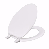 Jones Stephens White Molded Wood Toilet Seat, Closed Front with Cover, Elongated C002WD00