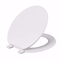Jones Stephens White Deluxe Molded Wood Toilet Seat, Closed Front with Cover, Round C003WD00