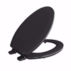 Jones Stephens Black Deluxe Molded Wood Toilet Seat, Closed Front with Cover, Elongated C014WD90