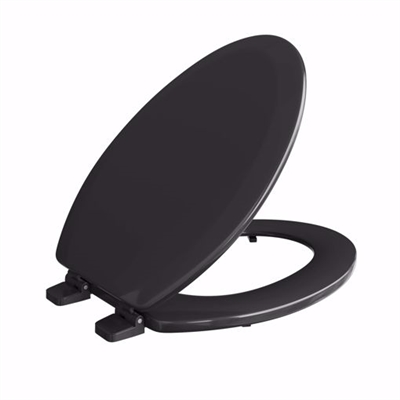 Jones Stephens Black Deluxe Molded Wood Toilet Seat, Closed Front with Cover, Elongated C014WD90