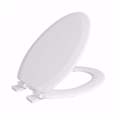 Jones Stephens White Deluxe Molded Wood Toilet Seat, Closed Front with Cover, Slow-Close and QuicKlean&reg; Hinges, Elongated C014WDS00