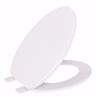Jones Stephens White Standard Plastic Toilet Seat, Closed Front with Cover, Elongated C101100