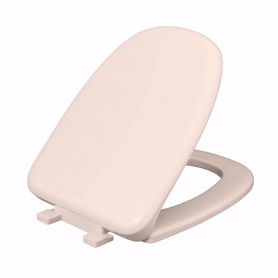 Jones Stephens Bone Square Front Plastic Toilet Seat, Closed Front with Cover to fit Eljer&reg; Emblem, Slow-Close, Elongated C1050S01