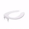 Jones Stephens White Plastic Toilet Seat, Open Front less Cover, Self-Sustaining Check Hinges, Elongated C106SSC00