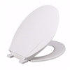 Jones Stephens White Plastic Toilet Seat, Closed Front with Cover, Slow-Close Hinges, Elongated C1107S00