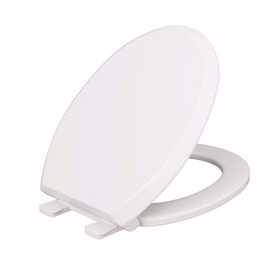 Jones Stephens White Deluxe Plastic Toilet Seat, Closed Front with Cover, Slow-Close and QuicKlean&reg; Hinges, Elongated C1211S00