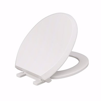 Jones Stephens White Premium Plastic Toilet Seat, Closed Front with Cover, QuicKlean&reg; Hinges, Round C160600