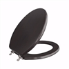Jones Stephens Walnut Designer Wood Toilet Seat with Piano Finish, Closed Front with Cover, Chrome Hinges, Elongated C2B1E19CH