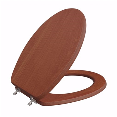 Jones Stephens Cherry Designer Wood Toilet Seat, Closed Front with Cover, Brushed Nickel Hinges, Elongated C3B2E115BN