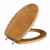 Jones Stephens Oak Designer Wood Toilet Seat, Closed Front with Cover, Chrome Hinges, Elongated C3B2E118CH