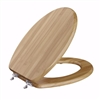 Jones Stephens Rattan Designer Wood Toilet Seat, Closed Front with Cover, Brushed Nickel Hinges, Elongated C3B2E220BN