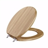 Jones Stephens Rattan Designer Wood Toilet Seat, Closed Front with Cover, Brushed Nickel Hinges, Round C3B2R220BN
