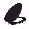 Jones Stephens Black Deluxe Molded Wood Toilet Seat, Closed Front with Cover, Chrome Hinges, Elongated C3B4E290CH