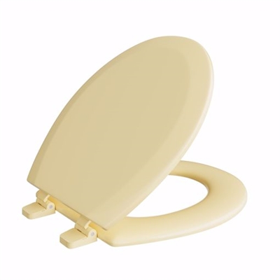 Jones Stephens Citron Yellow Deluxe Molded Wood Toilet Seat, Closed Front with Cover, Round C3B4R250