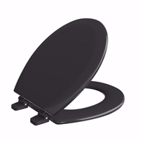 Jones Stephens Black Deluxe Molded Wood Toilet Seat, Closed Front with Cover, Round C3B4R290