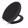 Jones Stephens Black Deluxe Molded Wood Toilet Seat, Closed Front with Cover, Chrome Hinges, Round C3B4R290CH