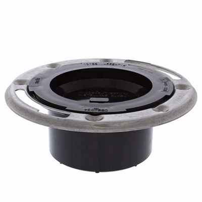 Jones Stephens 3" x 4" ABS Closet Flange with Stainless Steel Ring and Knockout C58034