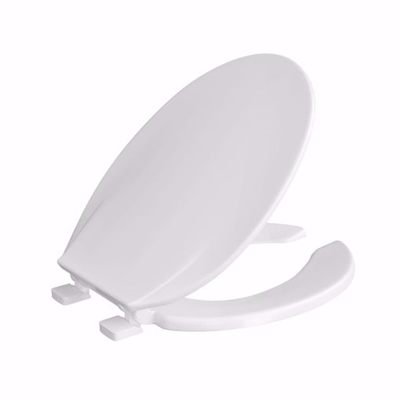 Jones Stephens White Light Duty Plastic Toilet Seat, Open Front with Cover, Elongated C8033O00