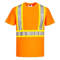 Portwest Hi-Vis X Back Contrast Tape T-Shirt S/S Orange CA110ORR