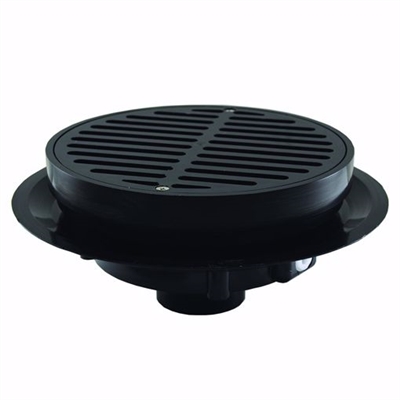 Jones Stephens 6" Heavy Duty Traffic ABS Floor Drain with Full Plastic Grate and Ring and Plastic Debris Bucket D50683