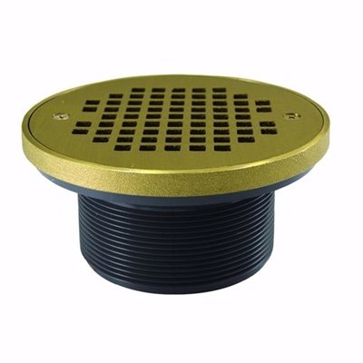 Jones Stephens 4" IPS PVC Spud with 6" Polished Brass Strainer with Ring D56309