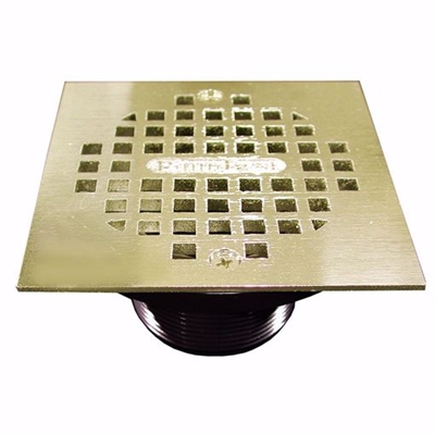 Jones Stephens 2" ABS IPS Plastic Spud with 4" Polished Brass Square Strainer D57990