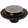 Jones Stephens 2 inch No Hub Shower/Floor Drain with 6-1/2 inch Pan and 4 inch Chrome Plated Cast Round Strainer D60205