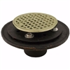 Jones Stephens 2 inch No Hub Shower/Floor Drain with 6-1/2 inch Pan and 4 inch Polished Brass Cast Round Strainer D60206