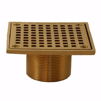 Jones Stephens Polished Brass 2 inch Brass Spud with 4 inchSquare Strainer D6094PB