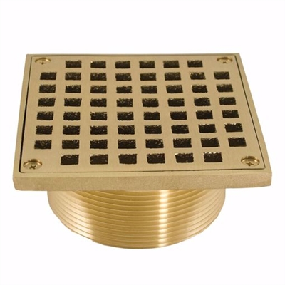 Jones Stephens 3-1/2 inch IPS Metal Spud with 5 inch Polished Brass Square Strainer D60960