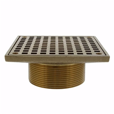 Jones Stephens 3-1/2 inch IPS Metal Spud with 6 inch Polished Brass Square Strainer D60961
