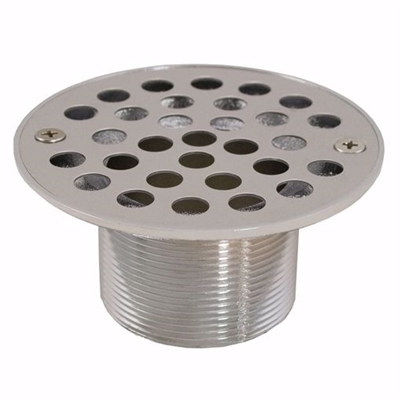 Jones Stephens 2 inch IPS Metal Spud with 4 inch Stainless Steel Round Stamped Strainer D60980