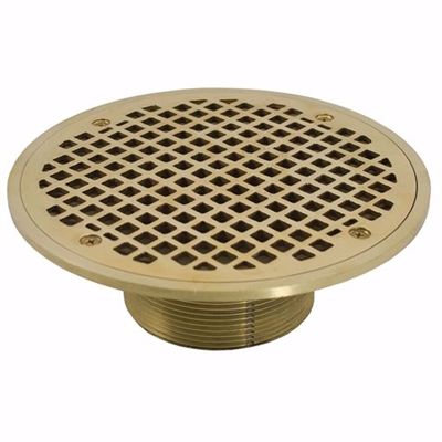 Jones Stephens 3-1/2 inch IPS Metal Spud with 8 inch Polished Brass Round Strainer D60995