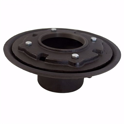 Jones Stephens 4" No Hub Heavy Duty Drain Body with 10-1/2" Pan and 1/2" Primer Tapped - 3-1/2" Height D80091
