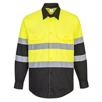 Portwest Two Tone ANSI Long Sleeve Work Shirt Yellow/Black E066