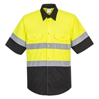 Portwest Two Tone Short Sleeve ANSI Work Shirt Yellow/Black E067