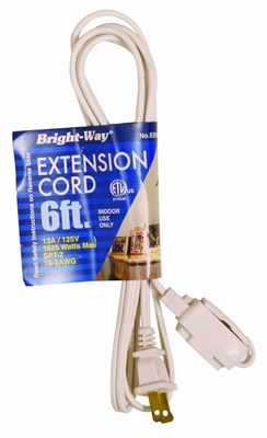 Bright-Way 6 ft Household Extension Cord White EE6W Case of 10