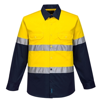 Portwest Iona Enhanced Cotton Shirt Yellow/Navy F145