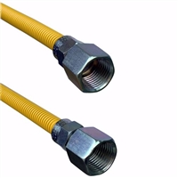 Jones Stephens Yellow Coated 12 Inch 1/2" FIP x 1/2" FIP Valve Stainless Steel Gas Connector G70101