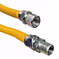 Jones Stephens Yellow Coated 12 Inch 3/4" FIP x 1/2" MIP Valve Stainless Steel Gas Connector G71108