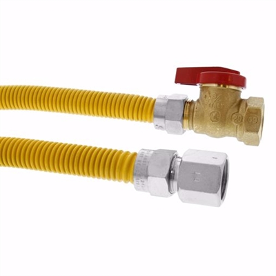Jones Stephens Yellow Coated 12 in 3/4in FIP x 3/4in FIP Ball Valve Gas Connector Assembly G71200