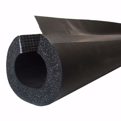 Jones Stephens 4-1/2" ID (4" IPS) Self-Sealing Black Rubber Pipe Insulation with Overlap Tape, 1/2" Wall Thickness, 24 ft. per Carton I81400